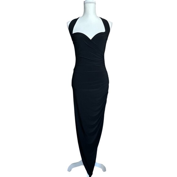 Norma Kamali Cayla Side Drape Gown in Black XSmall New Womens Long Dress - Picture 4 of 14